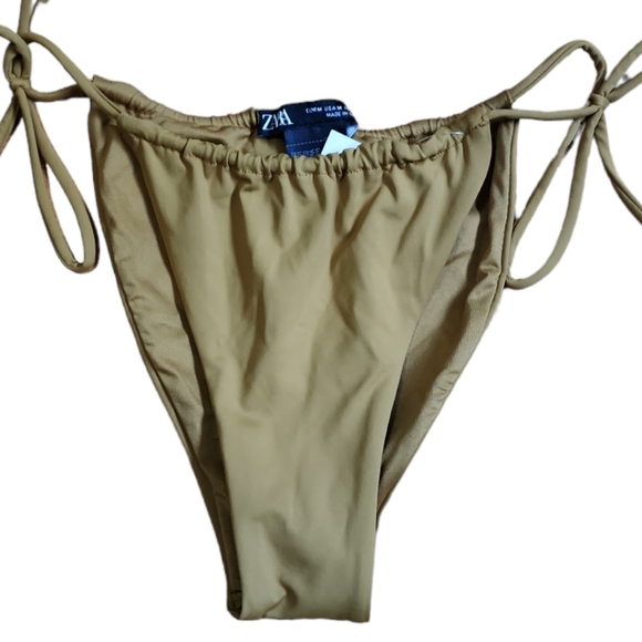 ZARA Olive Slide String Bikini Bottoms - Picture 2 of 8